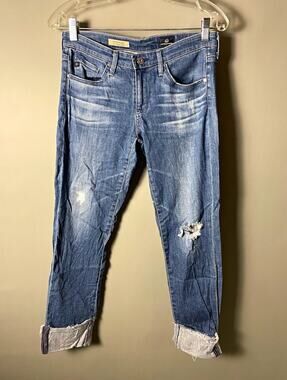 AG Adriano Goldschmied Stevie Cuff Slim Straight Jeans Blue Medium 27